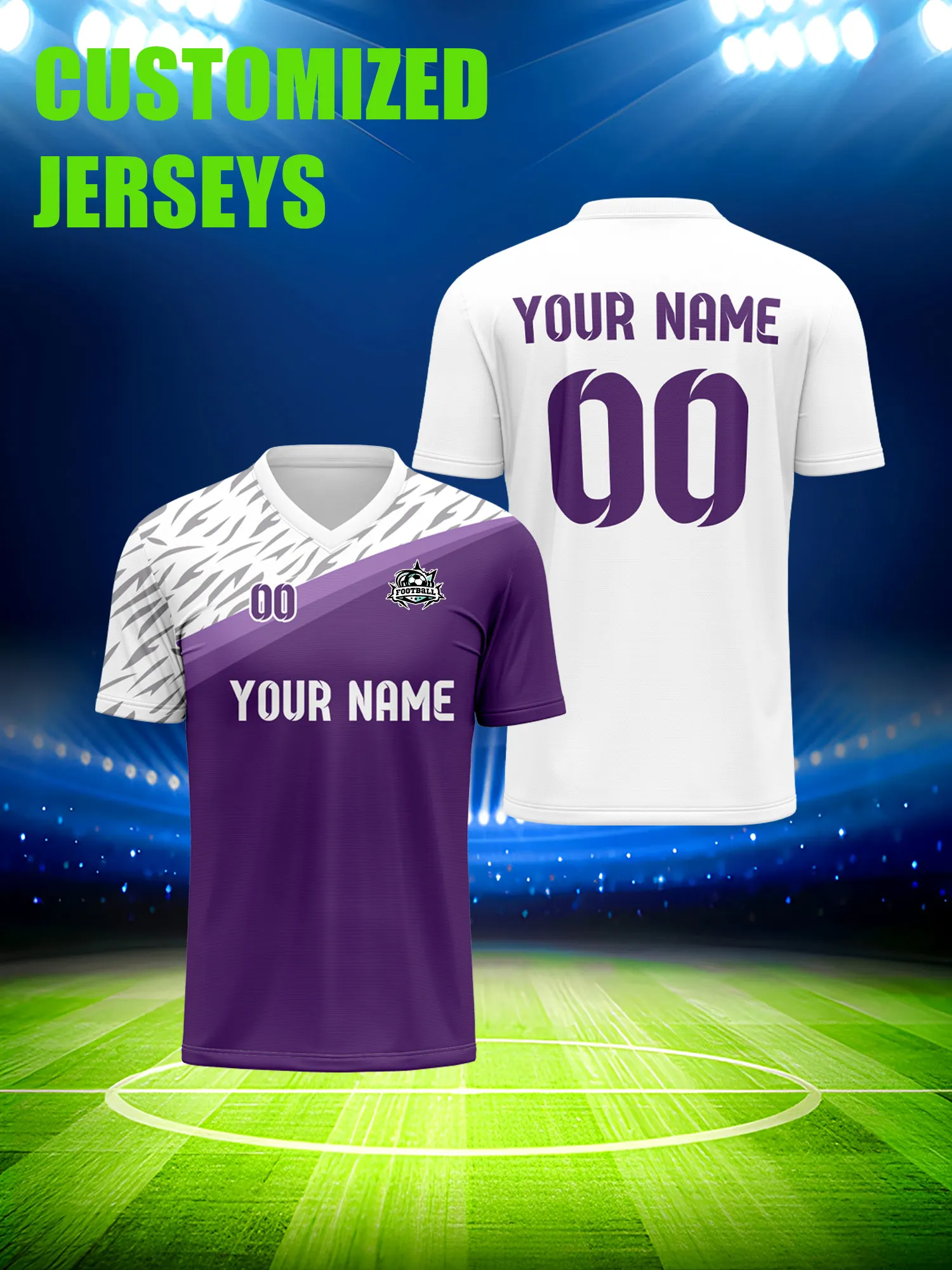 

Футболка для футбола с индивидуальным изображением, номером и именем, из высококачественного полиэфирного спортивного материала.