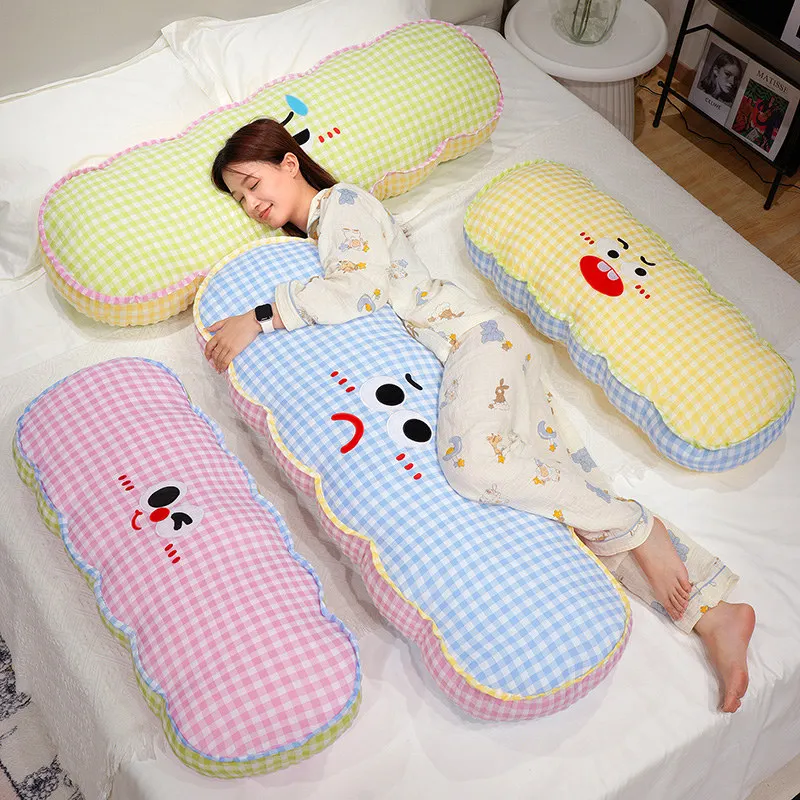 Langes Wellenstreifen-Kissen für Erwachsene, weiches Kissen für Bett, Schlafzimmer, Sofa, Wohnzimmer, Erkerfenster, Büro