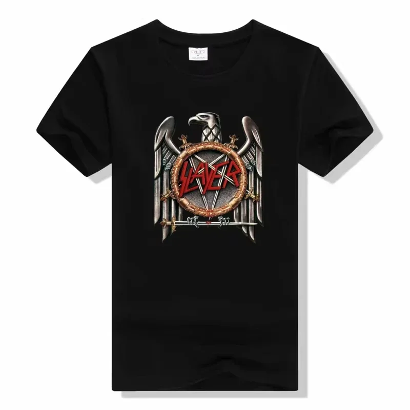 Metal Band T-Shirt Slayer Printed Fashion Streetwear Crew Neck Short Sleeve Tee Cotton Rock Tops Oversized high quality unisex