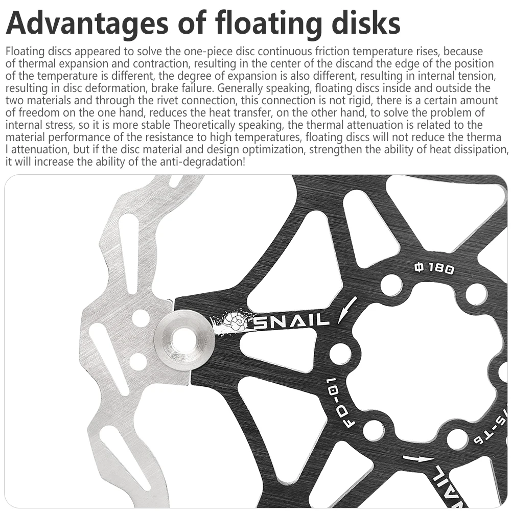SNAIL Disc Brake Rotor 160/180/203MM Bike Disc Brake MTB Bicycle Floating Rotor Heat Dissipation Cycling Accessories