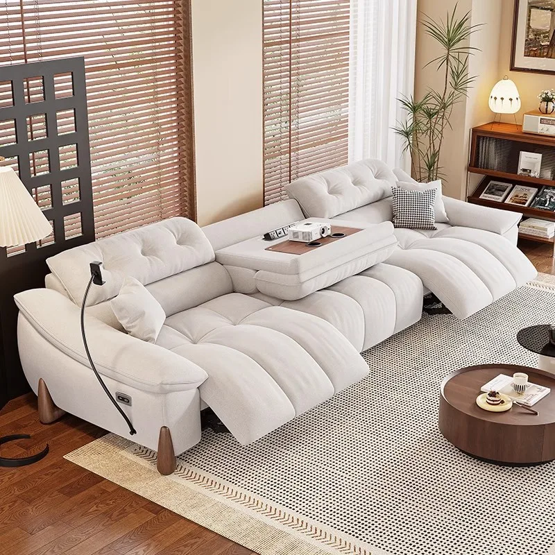 

Современный кремовый стиль, тканевый диван с нулевой стеной для кошек, простая бытовая ткань, электрический прямой ряд, функциональный для гостиной