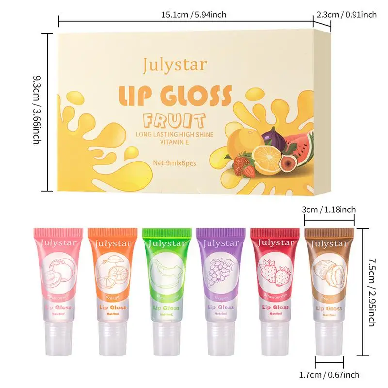 Hydrated Lip Gel Oil Fruit Flavor Moisturize Plumper Lips Tint Lip Balm Makeup Lip Balm 6X Lip Balm Daily Makeup Deep