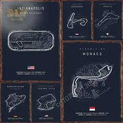 Formula 1 World Racetracks Metal Tin Sign for Room Wall Decor Poster Art Printing Pictures World Circuit Plaques Home Decoration