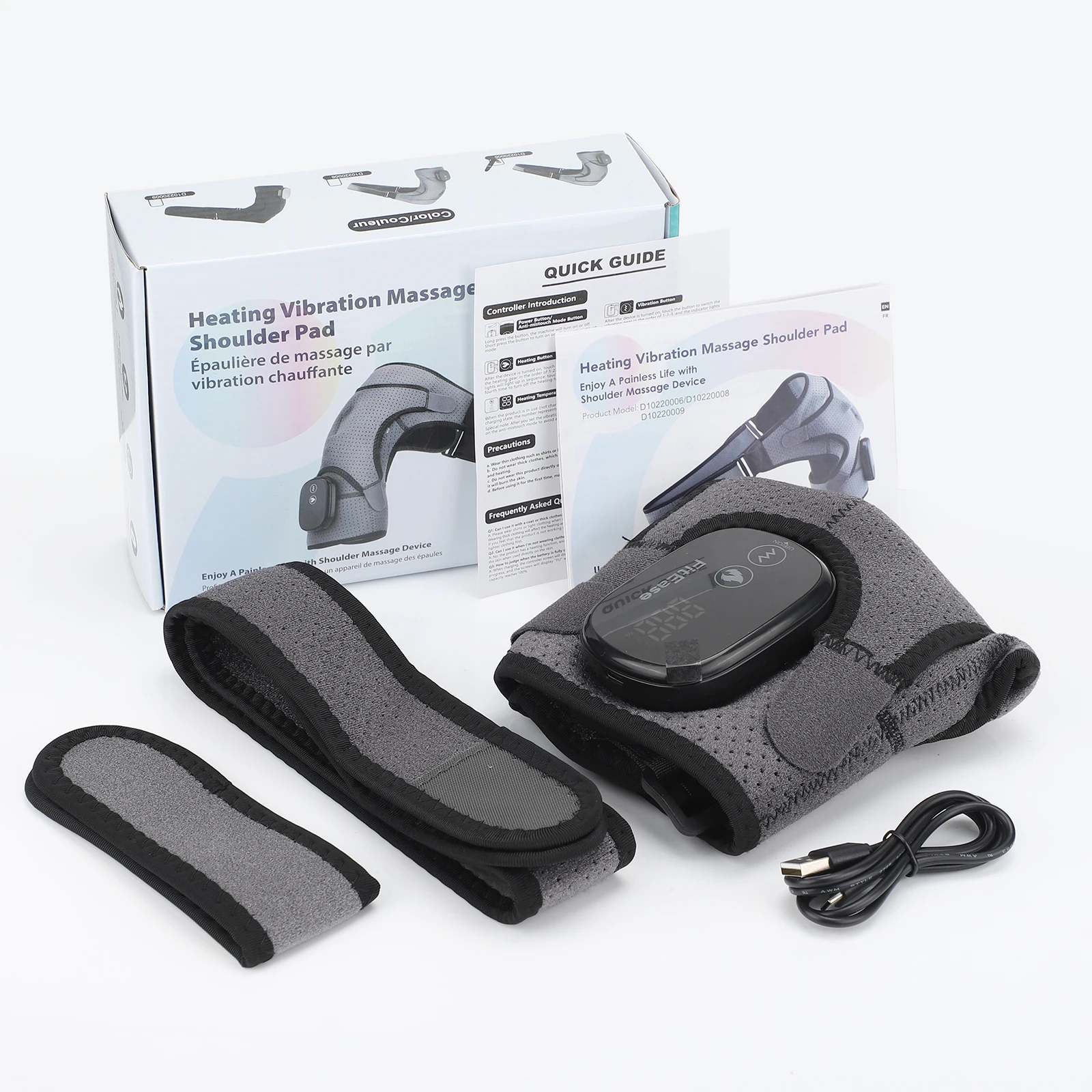 Heated Shoulder Massager Wrap Electric Vibration Massage Support Strap Smart LED Display Cordless Heating Pad Muscle Relaxation