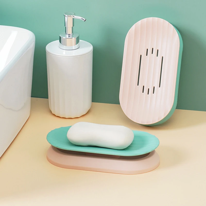 1 pz portasapone in plastica a doppio strato con drenaggio-durevole, Design antiscivolo, multiuso per bagno e cucina