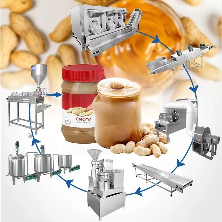 Factory Hazelnut Paste Make Nut Butter Full Automatic Production Line For Crunchy  Peanut Butter Making Machine