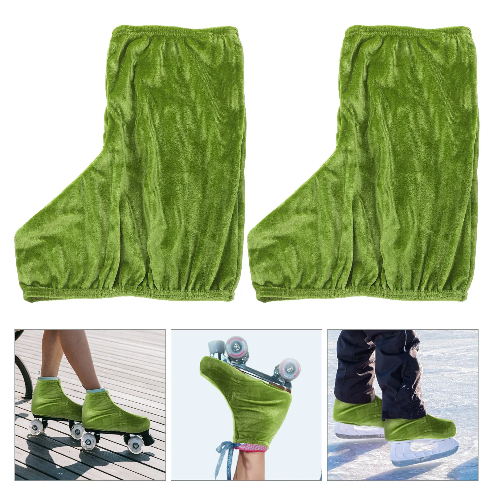 Elastic Skate Boot Covers Size S Green Skate Shoe Protector Anti-Scratch Absorbent Liner for Hockey Figure Ice Skates