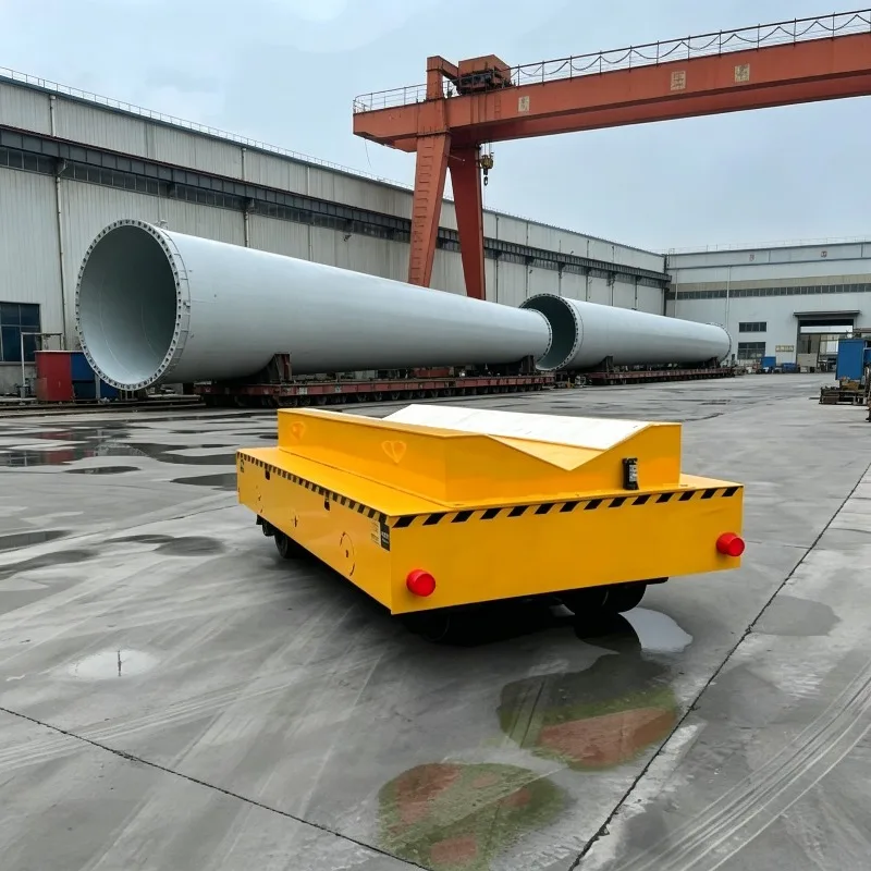 Motorized AGV Transfer Cart with Laser Navigation Battery Powered Trackless Electric Trolley Remote Control for Automated Materi