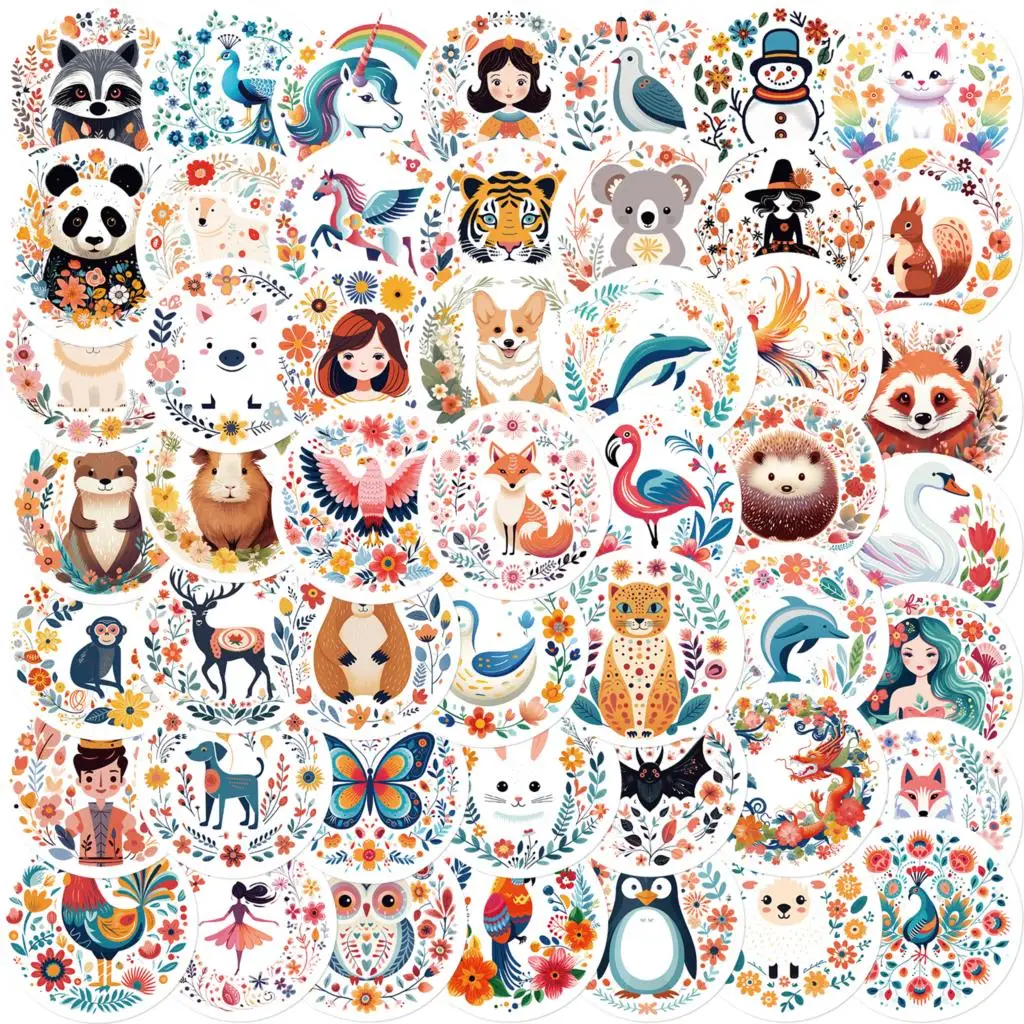 50PCS Cute Whimsical Design Stickers Aesthetic Art Decals DIY Laptop Luggage Skateboard Graffiti Decals Waterproof Sticker Toy