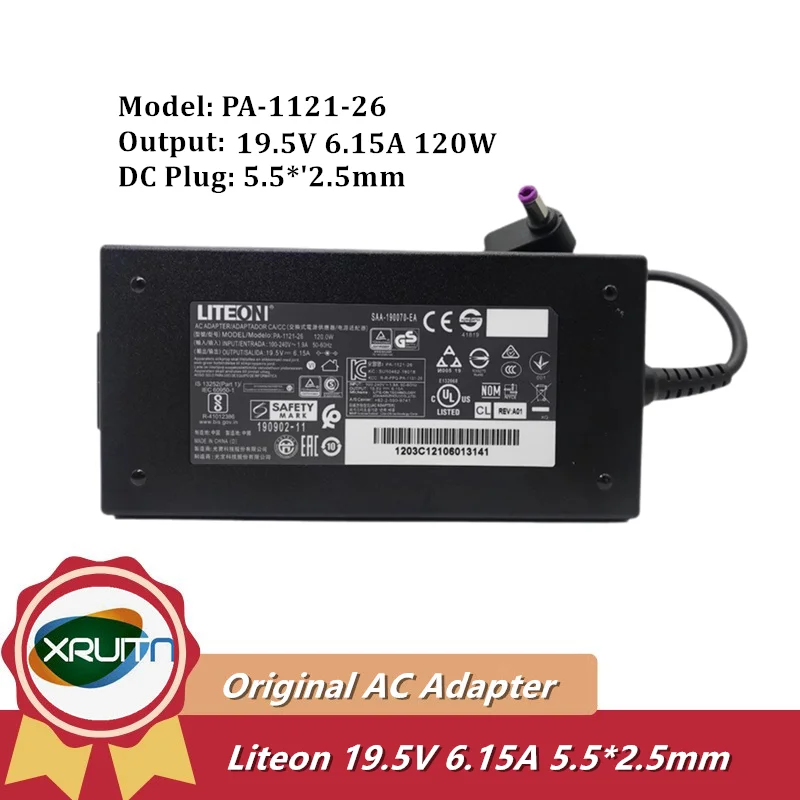 New Liteon 120W PA-1121-26 19.5V 6.15A AC Adapter For MSI Gaming Laptop GP72 6QF GE62 GE72 GS70 STEALTH MS16J5 For Machenike T58