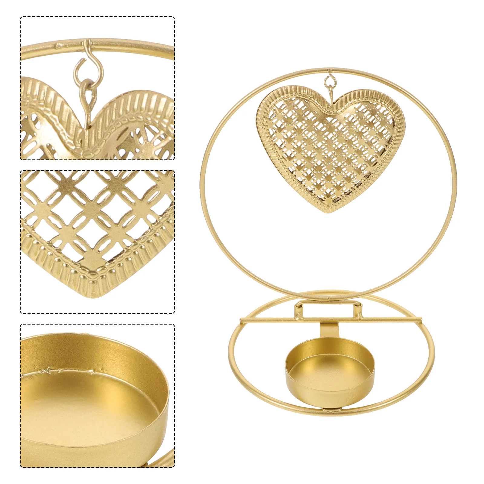 

Metal Double Ring Holder Gold Tabletop Candlestick For Home Decoration Christmas Advent Wreath, Wedding