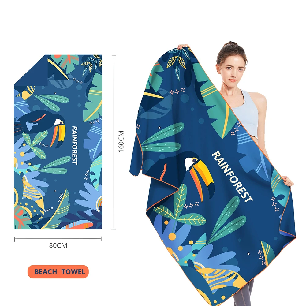 

Быстросохнущее пляжное полотенце из микрофибры, супервпитывающие полотенца для плавания с принтом для бассейна, тренажерного зала, йоги, путешествий на открытом воздухе, большие размеры