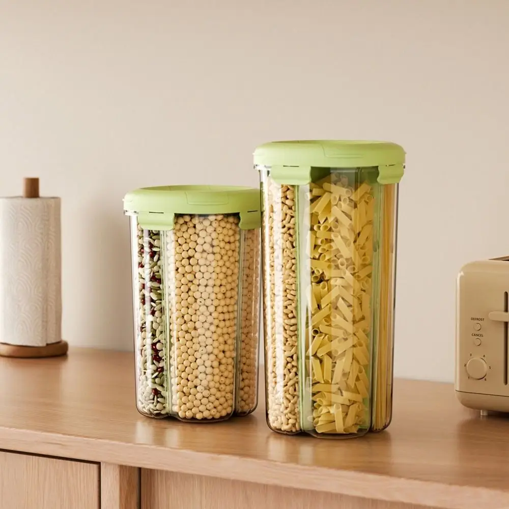 

4-Compartment Grain Storage Container Sealed Moisture-Proof Cereal Grain Dispenser Large Capacity Plastic Food Storage Box