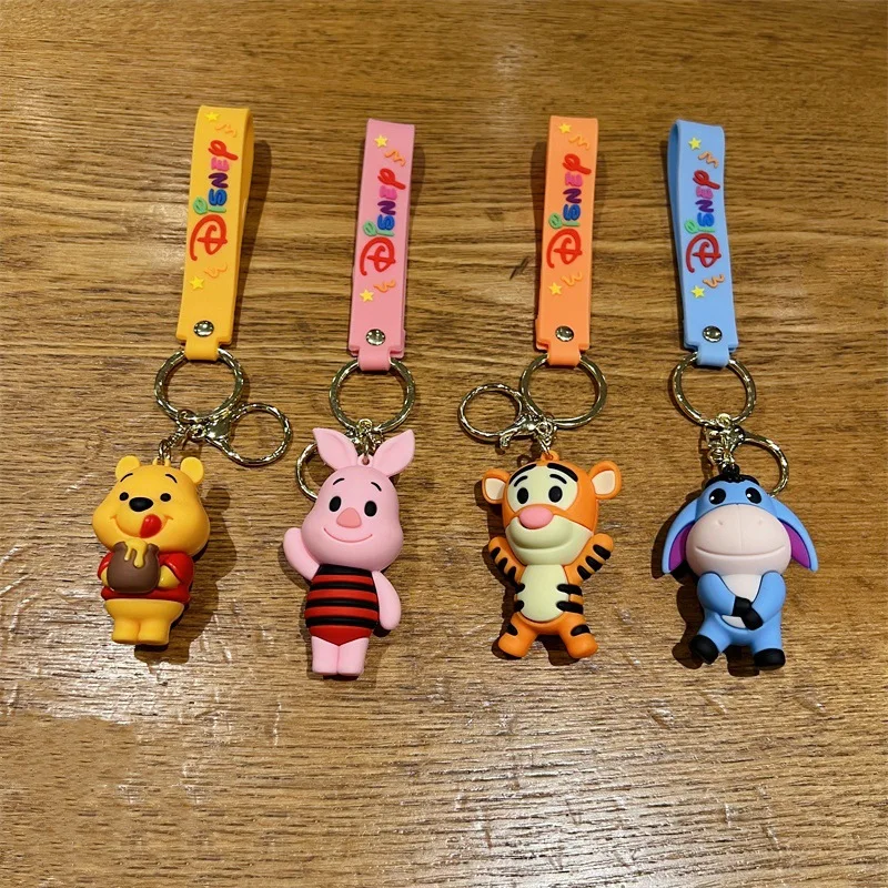 Cartoon Disney Cute Pooh Bear Piglet Eeyore Keychain Car Doll Bag Lovely Keyring Gift for Kids Friends Accessories Keys Holder