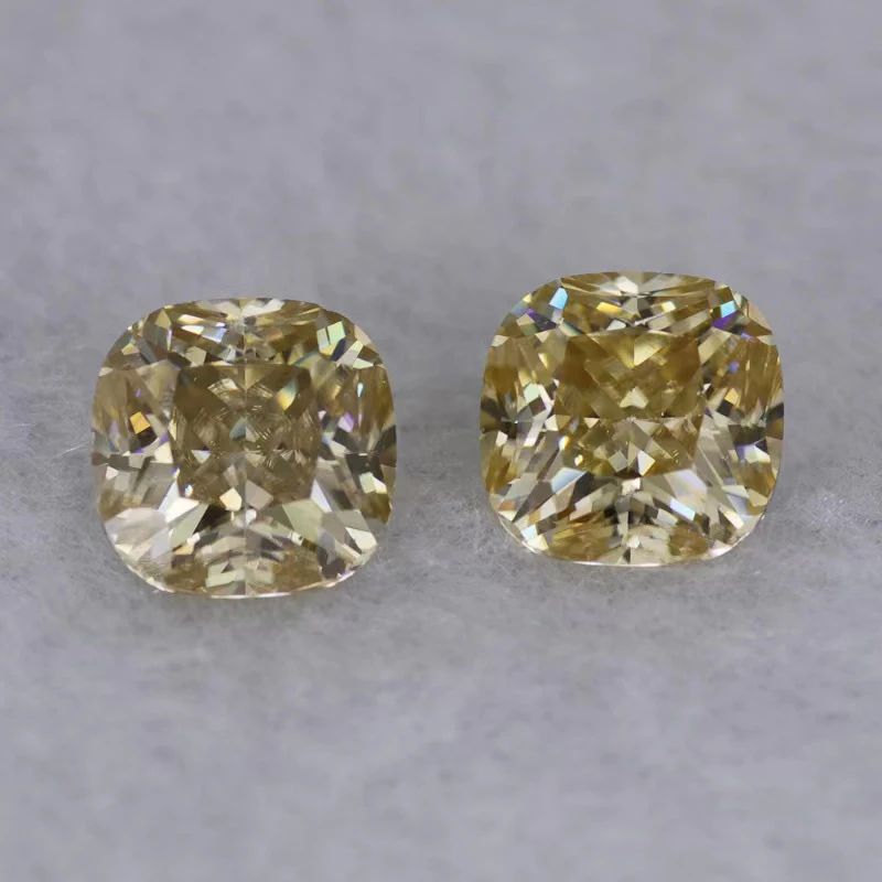 Real 1-3 Carat Light Yellow Color VVS1 Cushion Cut Moissanite Loose Stones Diamond Test Pass Certified Moissanite Gemstones