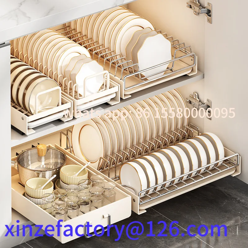 

Customizable Kitchen Pull Out Dish Racks Multifunctional Cabinet Organizer Under Sink Drawer