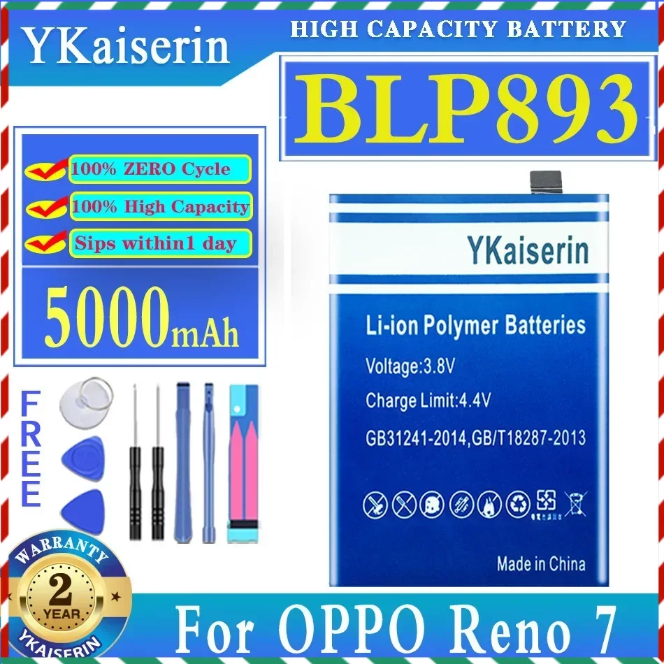 

YKaiserin 5000mAh Replacement Battery BLP893 For OPPO Reno7 RENO 7 Moile Phone