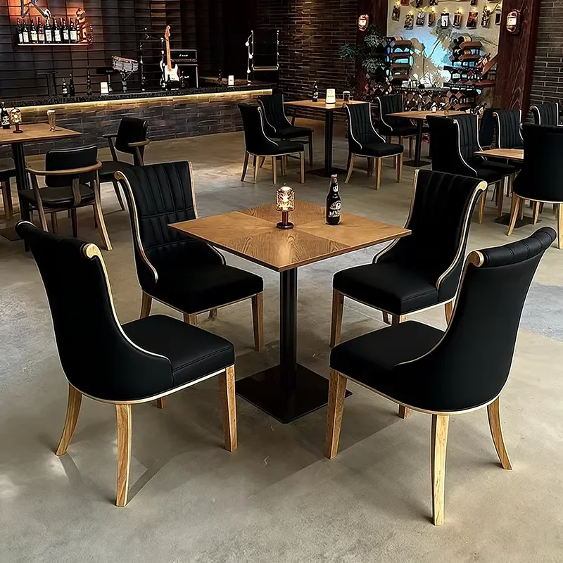 Neoclassical HPL Rectangle Dining Chair Eco Friendly Durable Scratch Resistant Fireproof Surface Ergonomic Leather Home