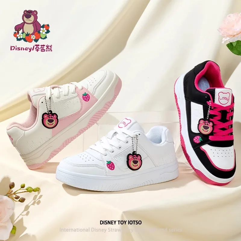 

Аутентичные кроссовки Disney Strawberry Bear — спортивная обувь на плоской подошве для подростков 6–17 лет, дышащая и повседневная