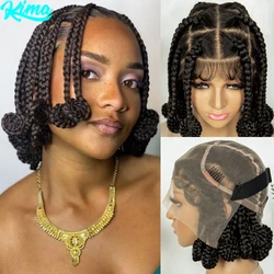 Synthetic Full Lace Braided Wigs Handmade Bantu Braided Lace Wig Knotless Lace Frontal Braids Wig with Baby Hair for Black Women