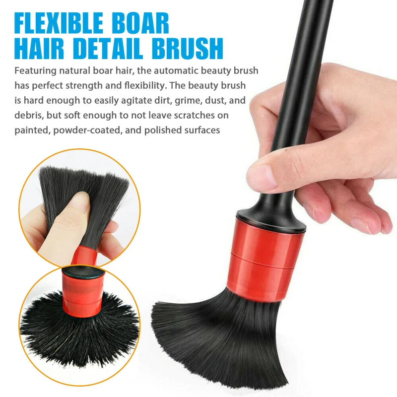 

Car Exterior Interior Detailing Brush Boar Hair Bristles Brush For Car Dashboard Cleaning Accessories Auto Detail Tools