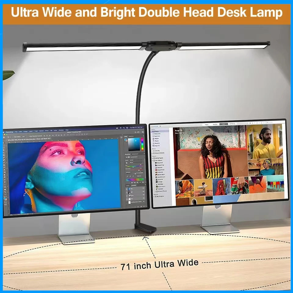 

Double headed LED clip type remote control desk lamp reading lamp desktop Computer desk lamp architectural desk lamp Super Wide