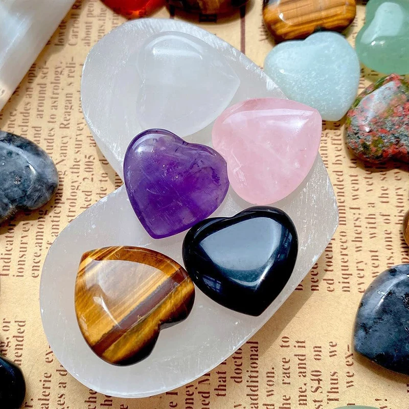 

10PCS Natural Quartz Love Heart Gemstone Chakra Healing Crystal Agate Mineral Specimen Home Decor For Bedroom Office Decoration