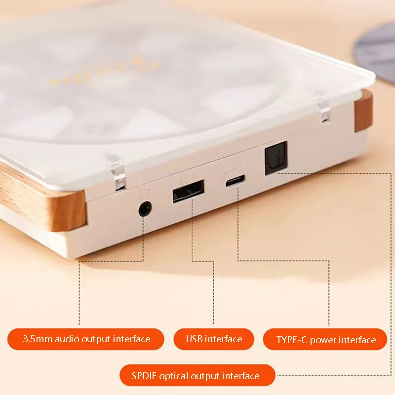 الراقية حمى خشبية CD لاعب بلوتوث اللاسلكية الرقمية البصرية إخراج الموسيقى الرجعية وكمان المدمج في بطارية USB مشغل موسيقى