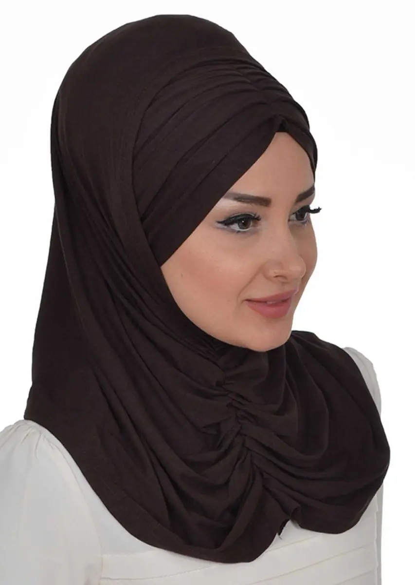 Ensemble d'écharpe plissée en os, café