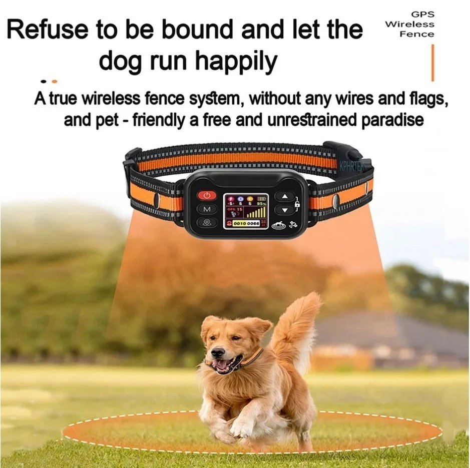 GPS Wireless Electric Dog Fence Collar System Pet Containment Training Rechargeable Waterproof Collar for Dogs 15 to 120lbs.