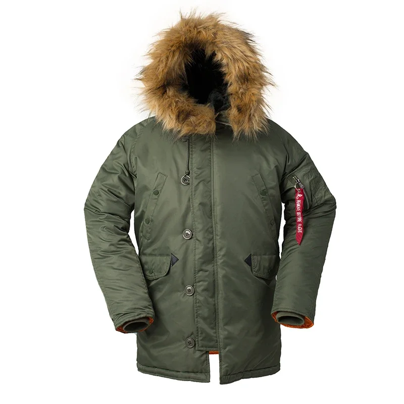 2024 Winter Puffer Men Long Куртка Аляска Coat Military Fur Hood Warm Tactical Bomber Army Korean Thick Parka Male Clothes ZL525