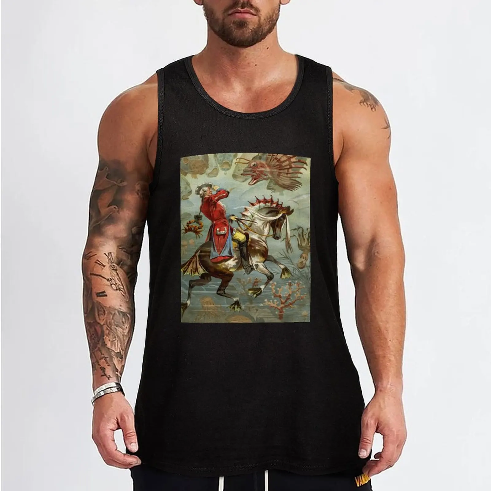 Baron Münchhausen underwater by Gottfried Franz Tank Top anime gym bodybuilding for men men gym clothing best selling products