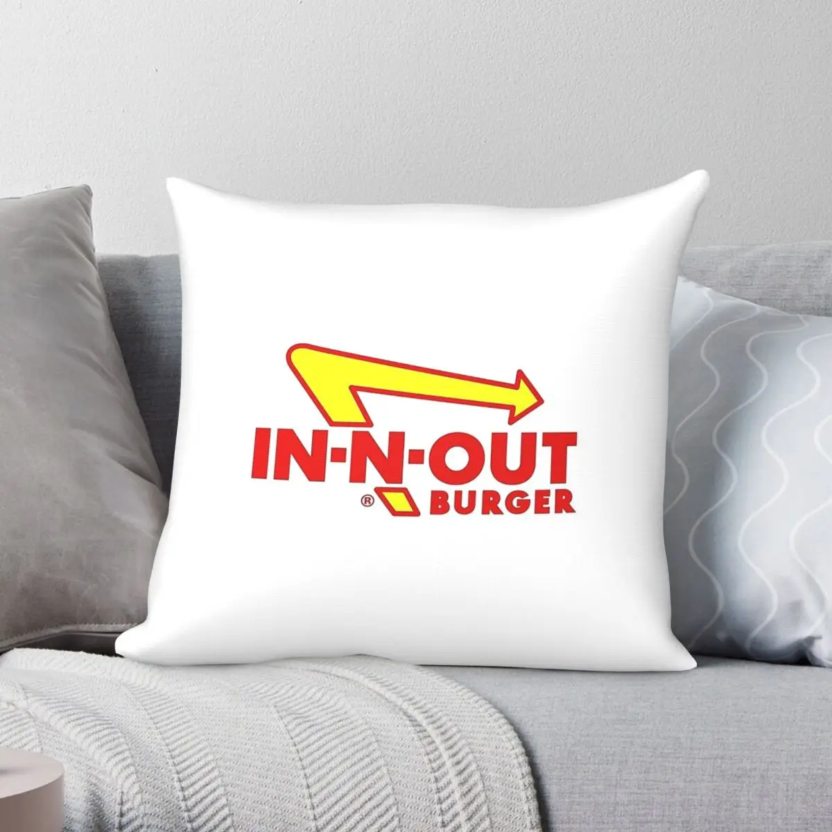 In-N-Out Burger Pillowcase Polyester Linen Velvet Creative Zip Decor Bed Cushion Cover 45x45