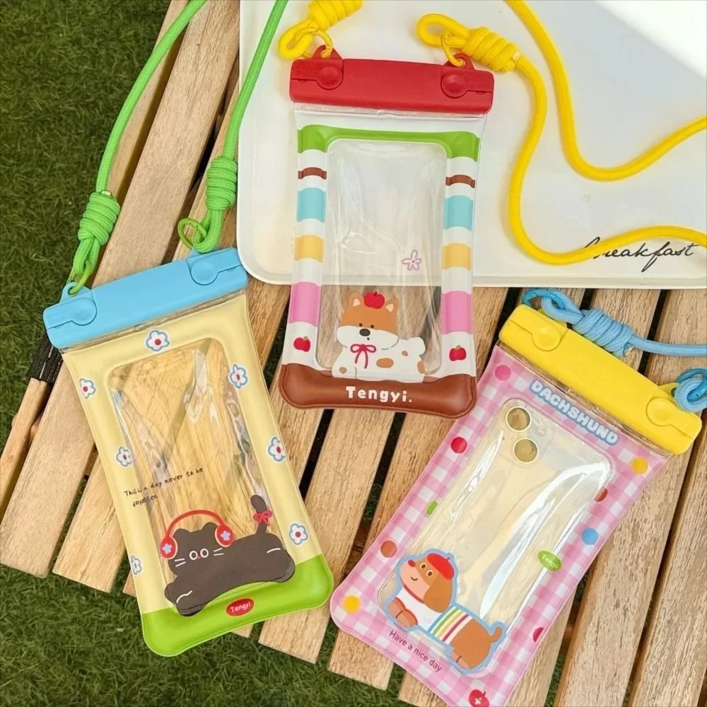 

Водонепроницаемая сумка для телефона с милым мультяшным рисунком, прозрачная плавающая подушка безопасности, плавающий сухой чехол для телефона, подвесная веревка, защитная сумка для телефона из ПВХ