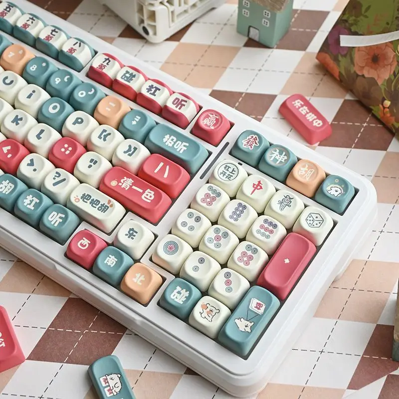 MOA high mahjong puppy personality theme PBT full five-sided sublimation mechanical keyboard keycaps high value