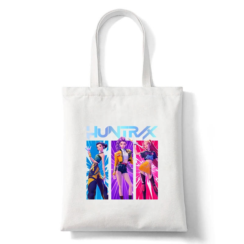 Moda Cool Tema musicale KPop Demon Hunters Stampa Borsa a tracolla da donna in tela Kawaii Cartoon Ragazze Ragazzi Borsa stile semplice Regali