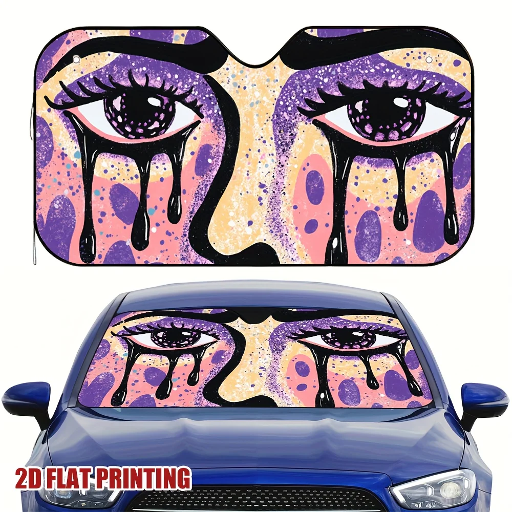 1pc Colorful Tears Of Emotion Car Sun Visor, Perfect For Short-term Parking In Any Environment, Quickly Blocks Sunlight And Heat