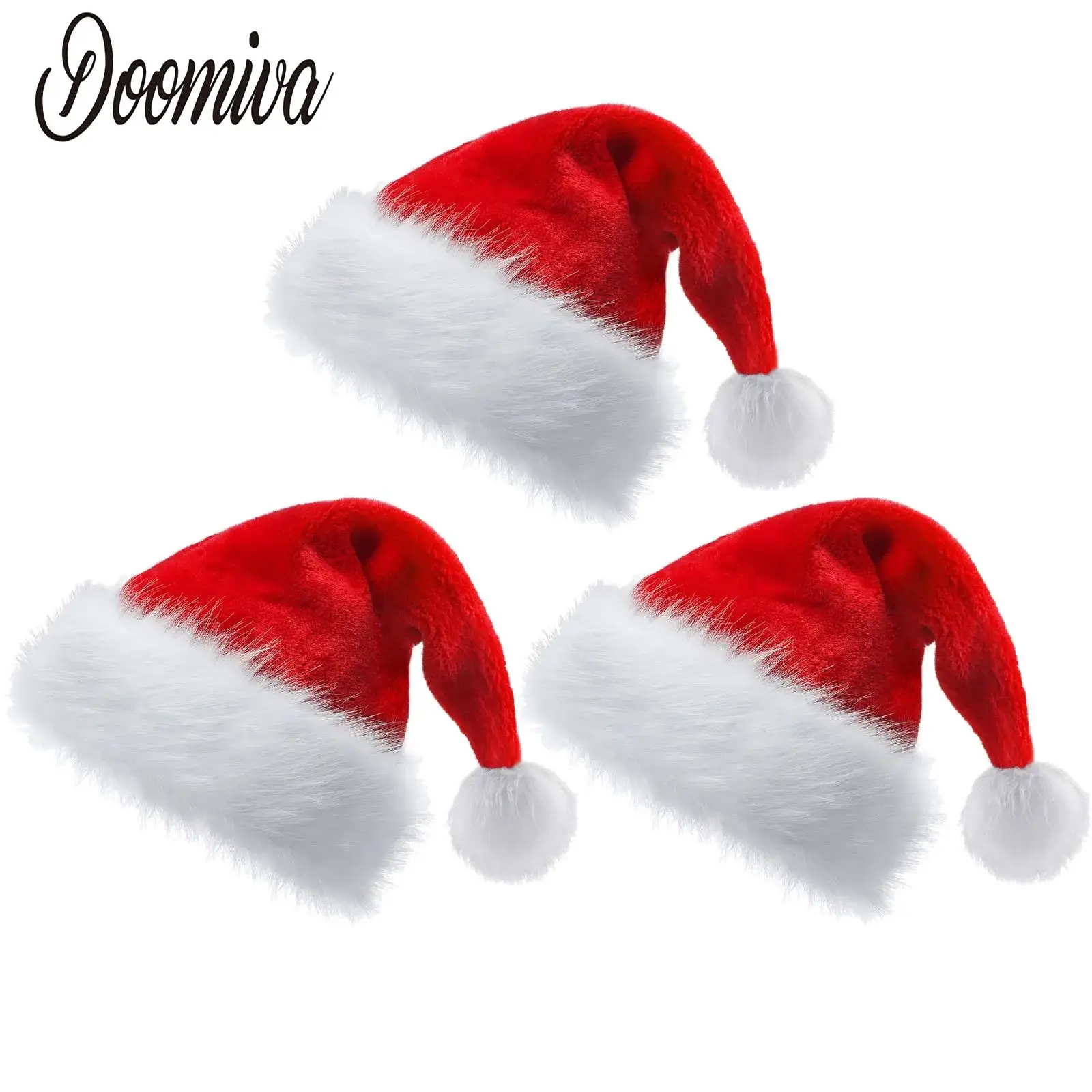 

Adults Christmas Hats Velvet Santa Claus Xmas Hat Beanies Cap Merry Christmas New Year Party Festival Decoration Gift 1PCS 4PCS