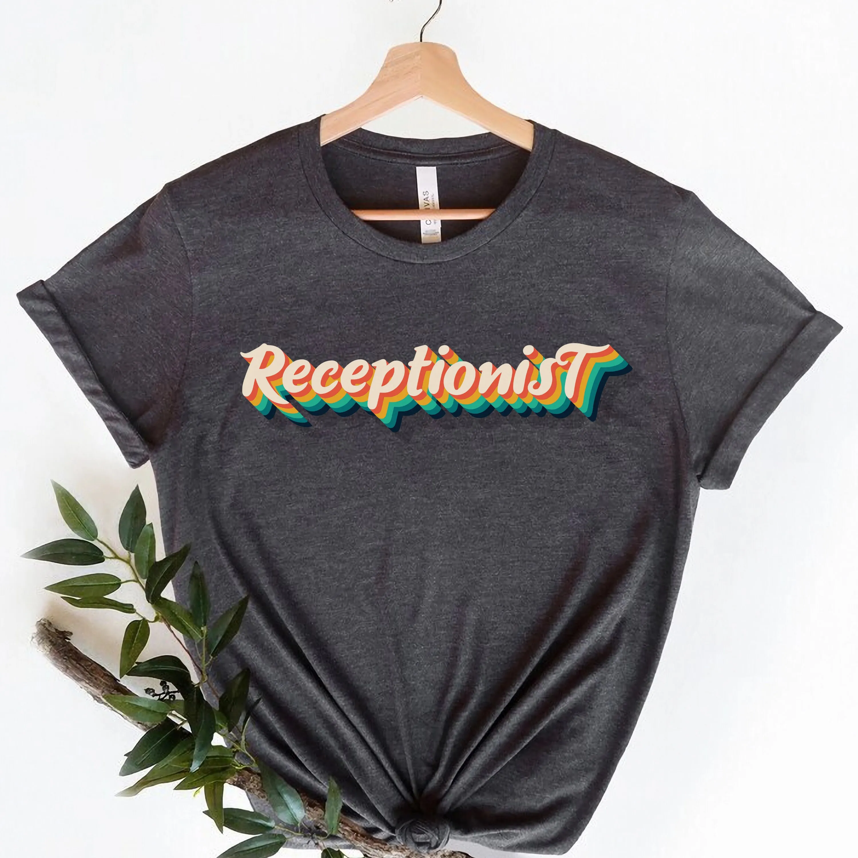 Retro Receptionist T Shirt Secretary School Front Desk Administrative Assistant Office Lady Squad Administrator