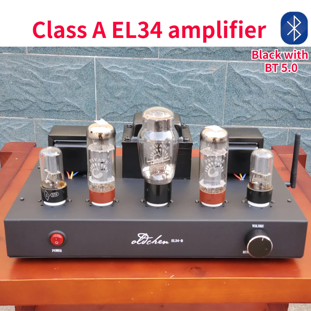 Oldchen El34 Vacuum Tube Amplifier Class A Hifi Sound Amplifier High Power 10w Home Theater Bluetooth 5.0 Power Amp