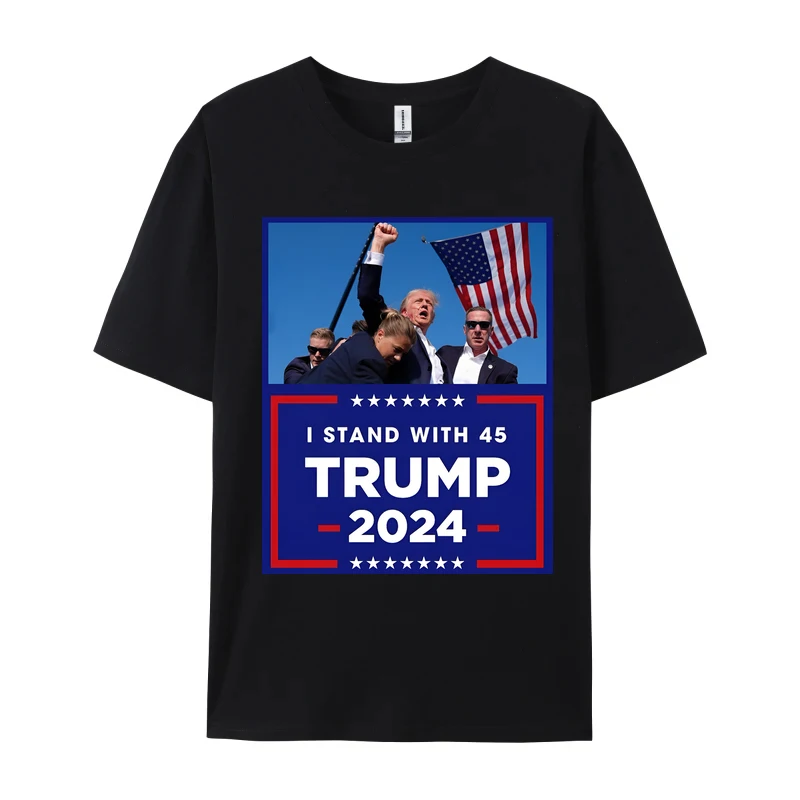 Trump 2024 Election T-shirts I Stand with 45 Trump Supporter Graphic Printed T-shirt Unisex Top Tees New Design