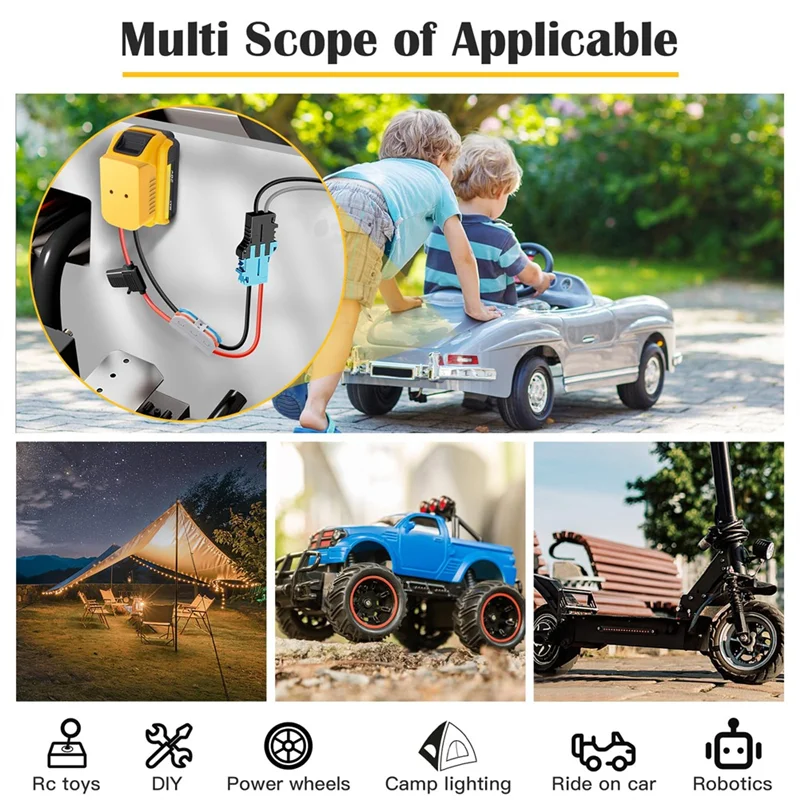 

A53Q-Power Wheels Battery Adapter For 20V Battery Adapter Power Wheels Battery Converter Kit With Fuse & Switch And Conne