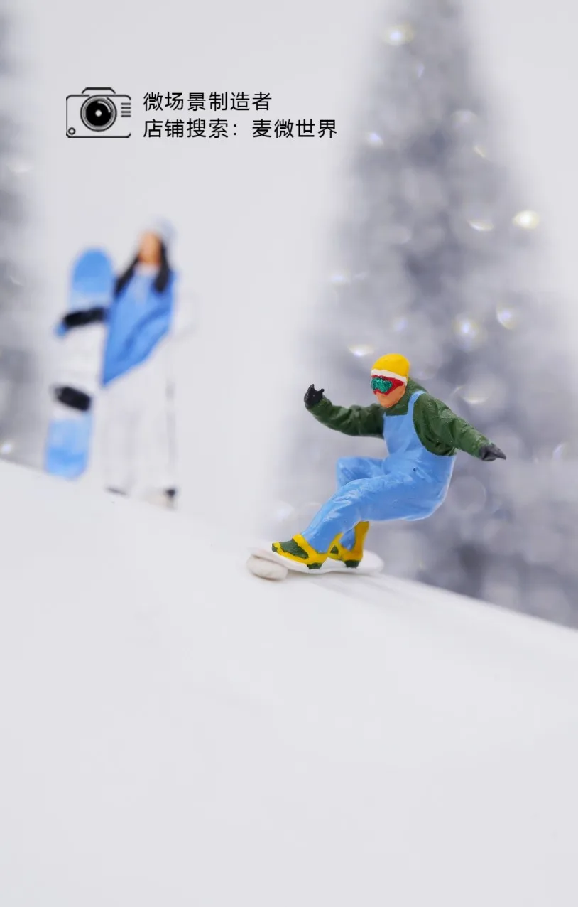 Mini Model figurki 1:87 Micro Lilliputian fotografia rekwizyty snowboardowe podwójne łyżwy narciarskie miniaturowa dekoracja zabawka