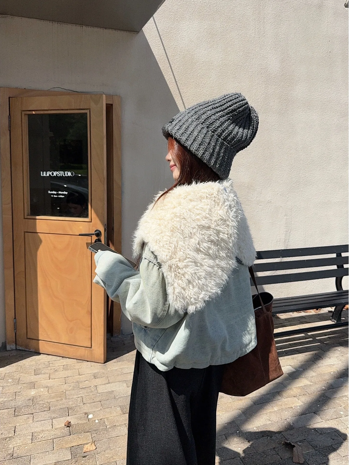 

Джинсовое пальто с длинным рукавом, женское меховое плюшевое женское осеннее эластичное оверсайз, французский шик, городский комфорт для отдыха, софтшелл, регулируемый OL