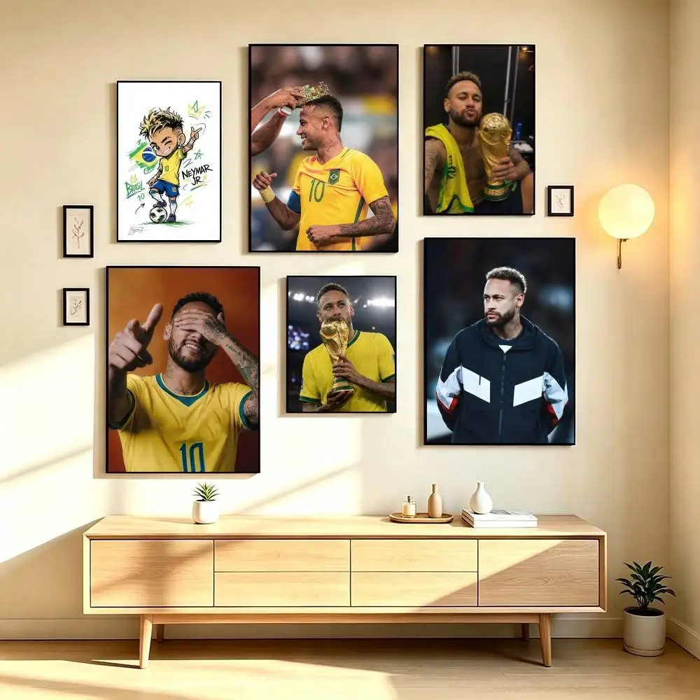 N-Neymar Jr Football Superstar Poster High Quality Dorm Living Room Aesthetic Wall Decoration Painting Stickers Gift