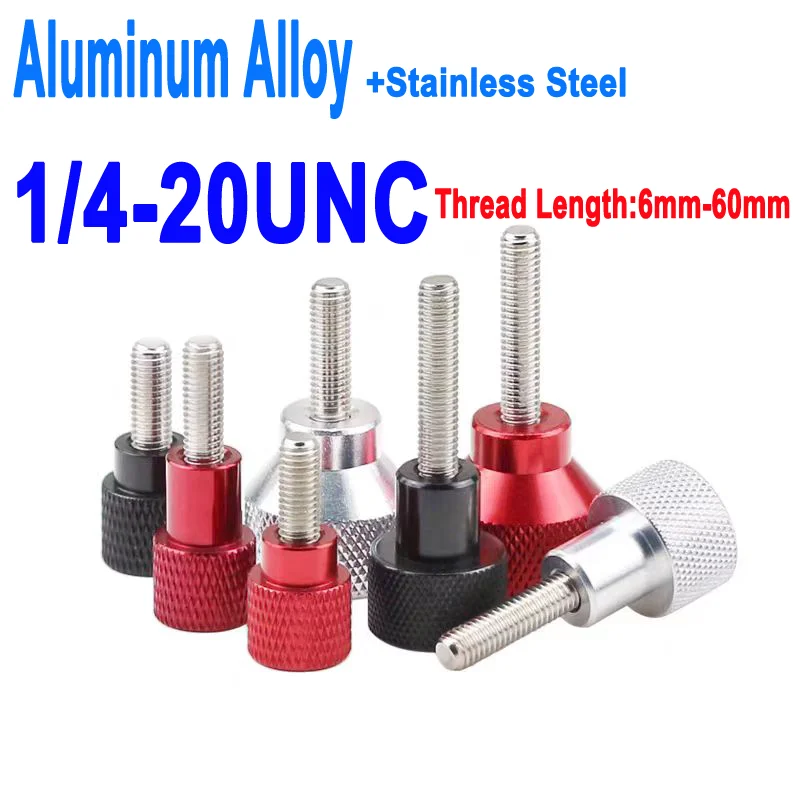 

PC Camera Tripod Thumb Screws - 1/4-20 UNC (6mm~60mm), Aluminium Knurled Grip + Stainless Steel Thread