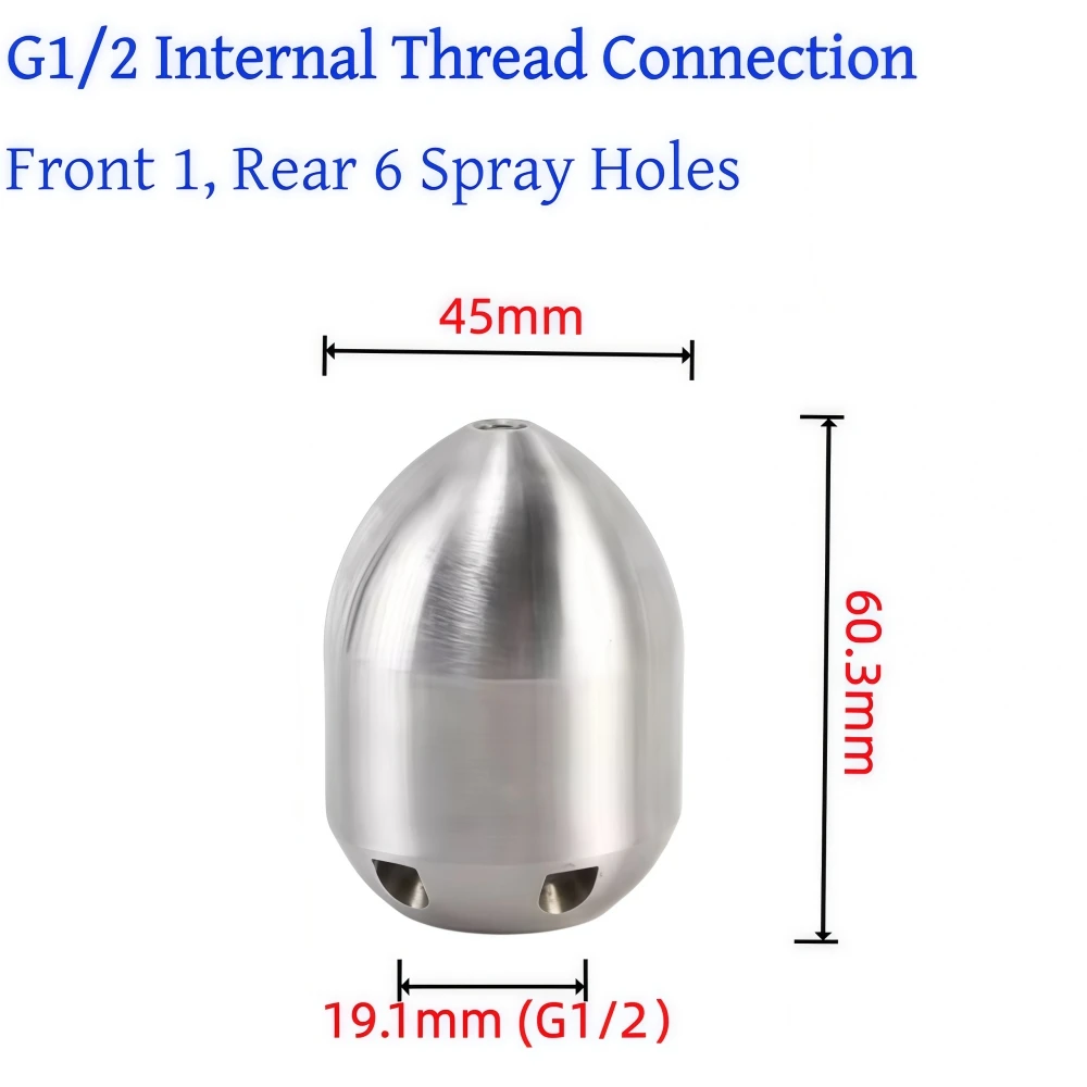 1/2 Zoll Düse Edelstahl Kanalreinigungsdüse Rohrleitungs-Entwässerungswerkzeug 30L~110L/min Druckreinigungsmaschinen-Zubehör – Detail 7