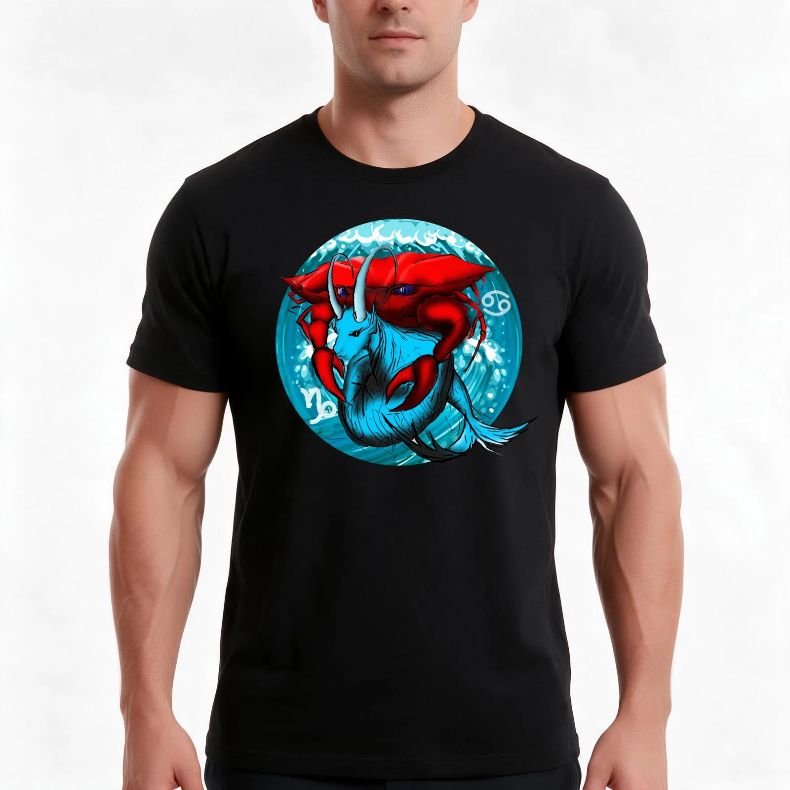 Capricorn and cancer T-Shirt, Summer Casual Cotton Tee, Oversized Streetwear Tops, Vintage Graphic Print, Loose Fit Short Sleeve