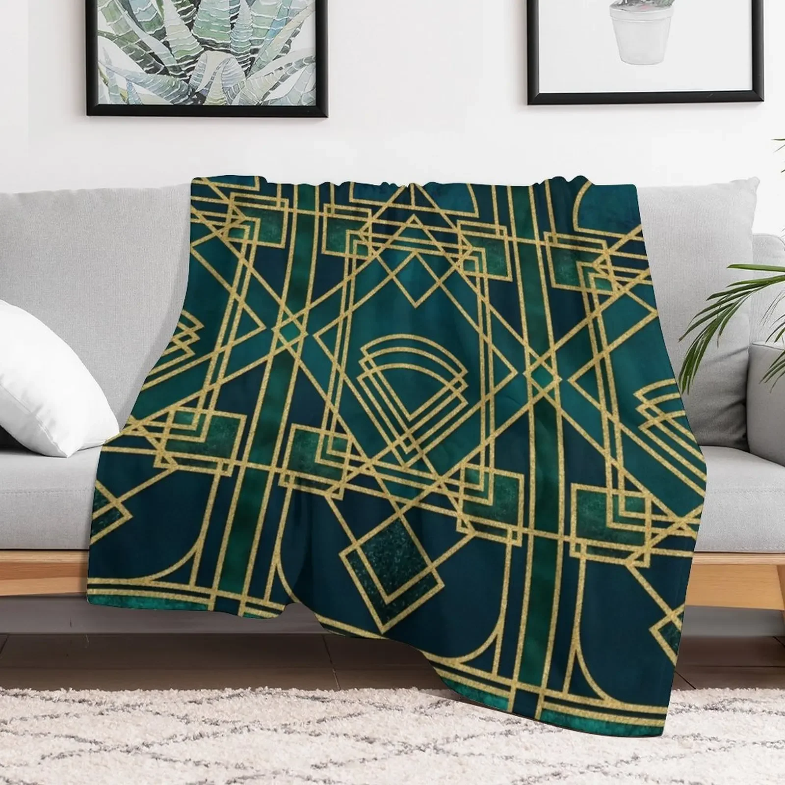 Art Deco Elegant Gatsby Style Throw Blanket Cute Plaid Fashion Sofas Personalized Gift Blankets