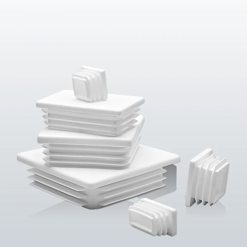 1~50Pcs White Square Tube Pipe Plug 15x15mm-60x120mm Table Leg Foot Pad Steel Pipe Insert Plug Plugs Dust Cover